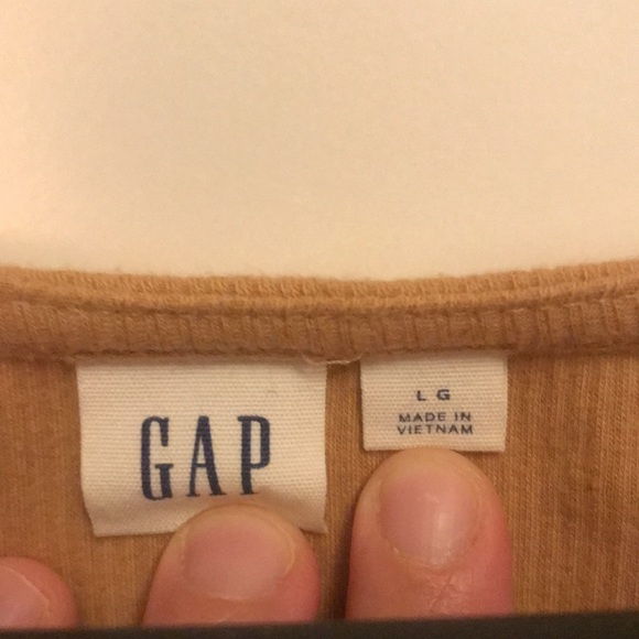 GAP Beige Long Sleeve ribbed Square Neck Bodysuit - Picture 4 of 5